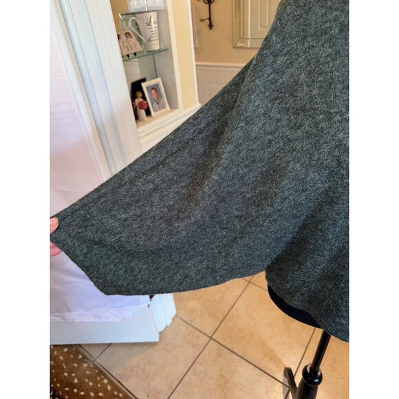 Natural Story Wool Gray Cowl Neck Poncho Sweater With Bow Organic Sustainable M - Picture 7 of 8